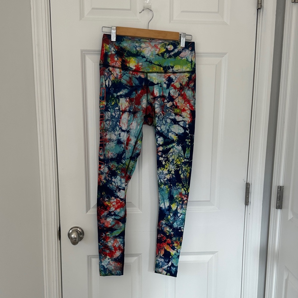 Zumba Fitness Multicolor Tie-Dye Leggings with Navy Accents